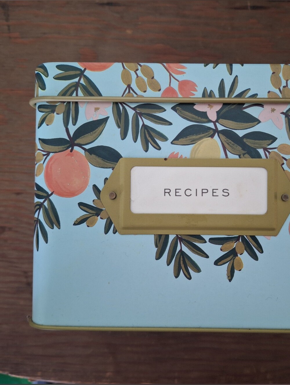 Rifle Paper Co. Blue Floral Recipe Tin with Citrus Accents